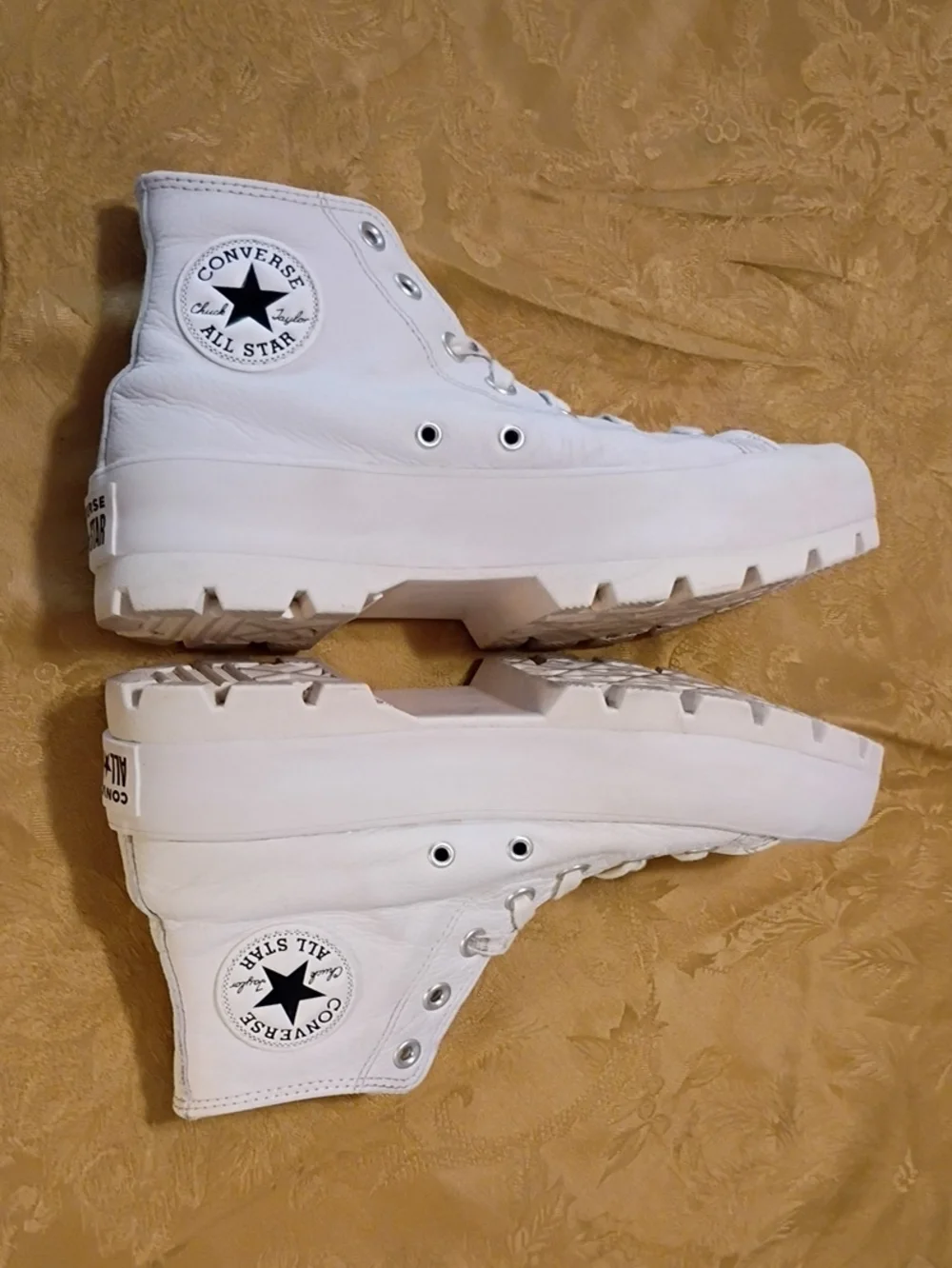 CONVERSE Leather White Chunky Platform All Star High-Tops Women's 8.0 Men's 6.0